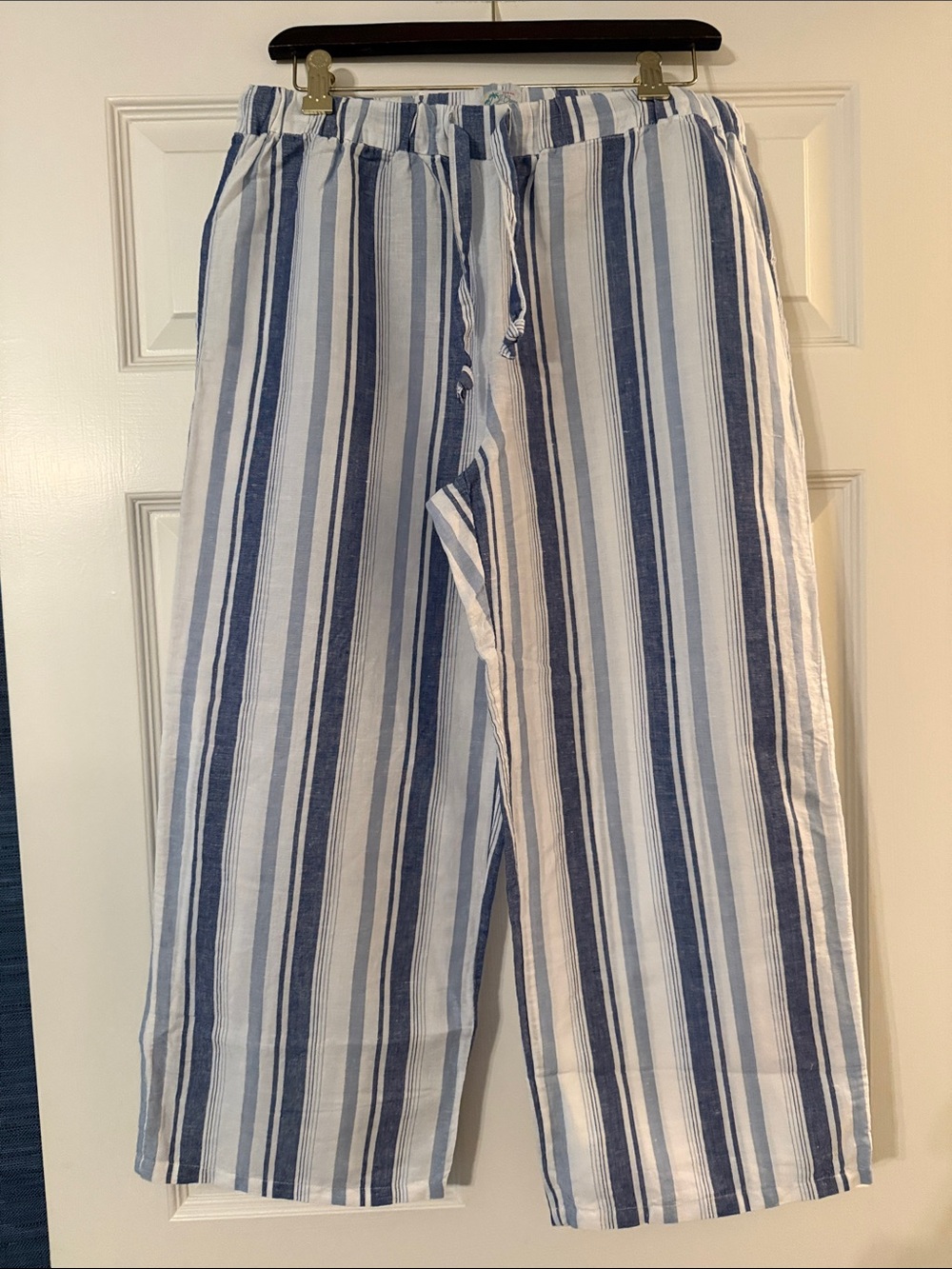 J Crew striped linen pants small